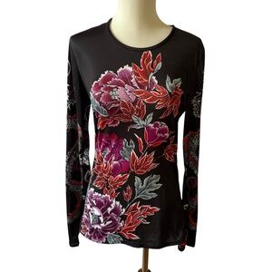 YMX YELLOWMAN TATTOO TOP FLORAL BOHEMIAN ARTISAN FESTIVAL BOLD CHIC EDGY M